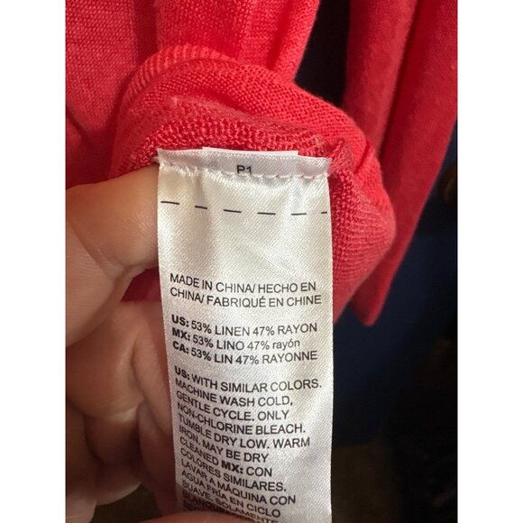 Chicos Womens Red Long-Sleeve V-Neck Sweater Size 0 US S Lightweight Linen Rayon - Picture 4 of 4